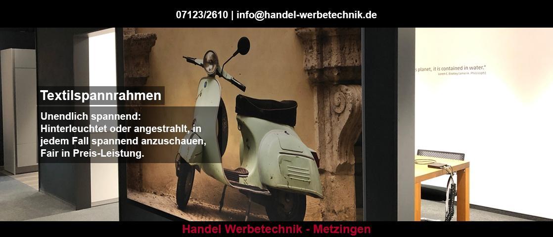 Werbetechnik im Raum Neckarsulm - Handel: Plakate, Pylone, Fahrzeugbeschriftung, Lichtwerbung, Popup Display